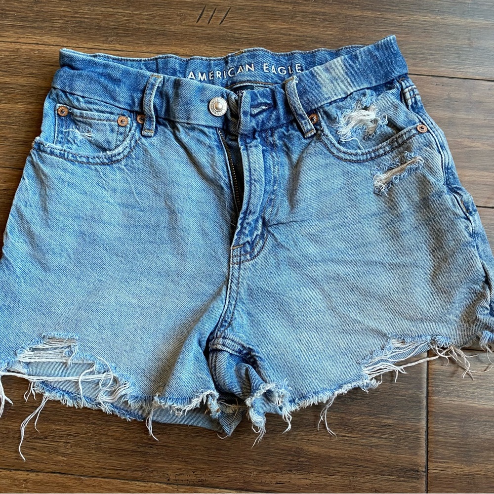 American Eagle Blue Distressed Jean Shorts